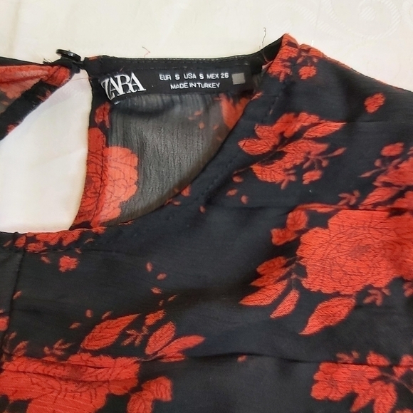 Zara floral black red blouse - Picture 8 of 8